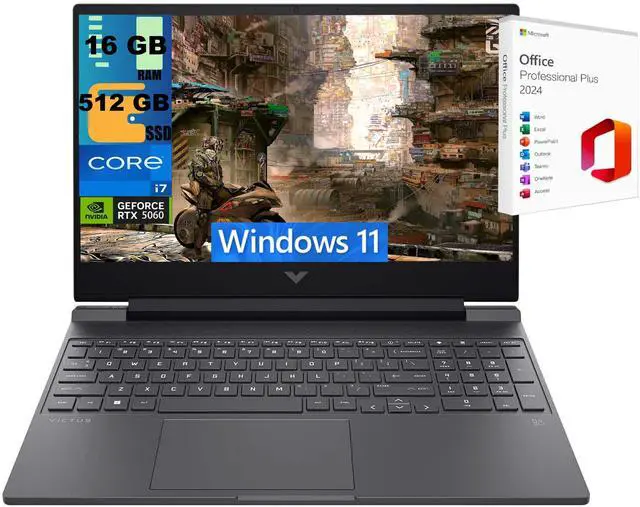 Main image of HP Victus 15 Laptop, 15.6" FHD 144Hz, Intel Core i7-13620H 10 cores Processor, NVIDIA GeForce RTX 5060 8 GB GDDR7, 16GB DDR5  512GB PCIe SSD, RGB Backlit Keyboard, Windows 11 ,Office 2024 License
