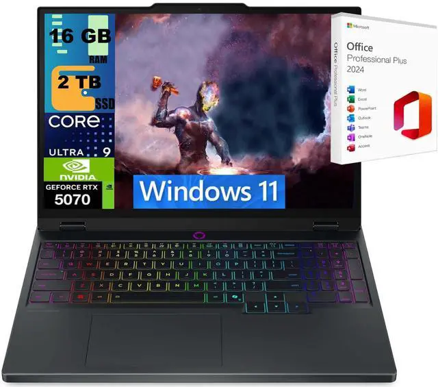 Main image of Lenovo Legion 5 15 Gaming Laptop, 15.1" 165Hz WQXGA, Intel Ultra 9 275HX 24-Core, GeForce RTX 5070 8GB GDDR7, 16GB DDR5  2TB PCIe SSD, 24-Zone RGB Backlit KB, Windows 11 ,Office 2024 License