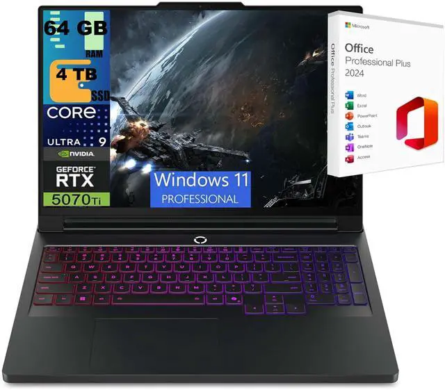 Main image of Lenovo Legion Pro 7i 16 Gaming Laptop, 16" 2.5K WQXGA OLED Display, Intel Core Ultra 9 275HX 24 Cores Processor, RTX 5070 Ti 12 GB, 64GB DDR5  4TB PCIe SSD,Windows 11 Pro ,Office 2024 License