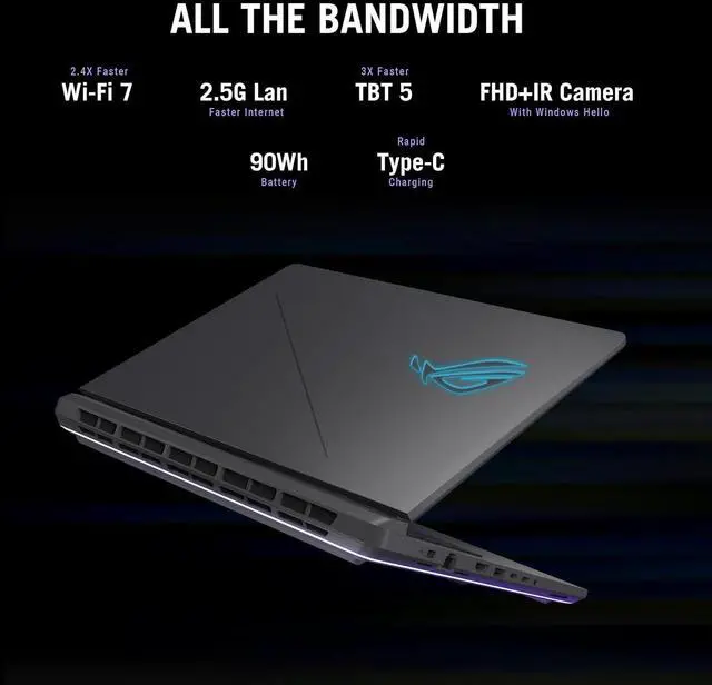 Alt view image 3 of 6 - ASUS ROG Strix G16 Gaming Laptop, 16" 2.5K 240Hz, Intel Ultra 9 275HX 24 cores Processor, NVIDIA GeForce RTX 5070 Ti 12GB GDDR7, 64GB DDR5  2TB PCIe SSD, Windows 11 Pro ,Office 2024 License