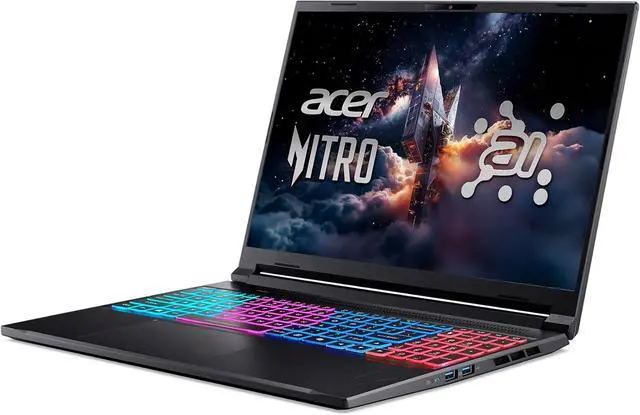 Alt view image 3 of 5 - Acer Nitro 16 Gaming Laptop, 16" WUXGA 180Hz Display, AMD Ryzen 7 260 Octa-Core Processor, NVIDIA GeForce RTX 5060 8 GB GDDR7, 32GB DDR5 512GB PCIe SSD, Wi-Fi 6, Windows 11 ,Office 2024 License