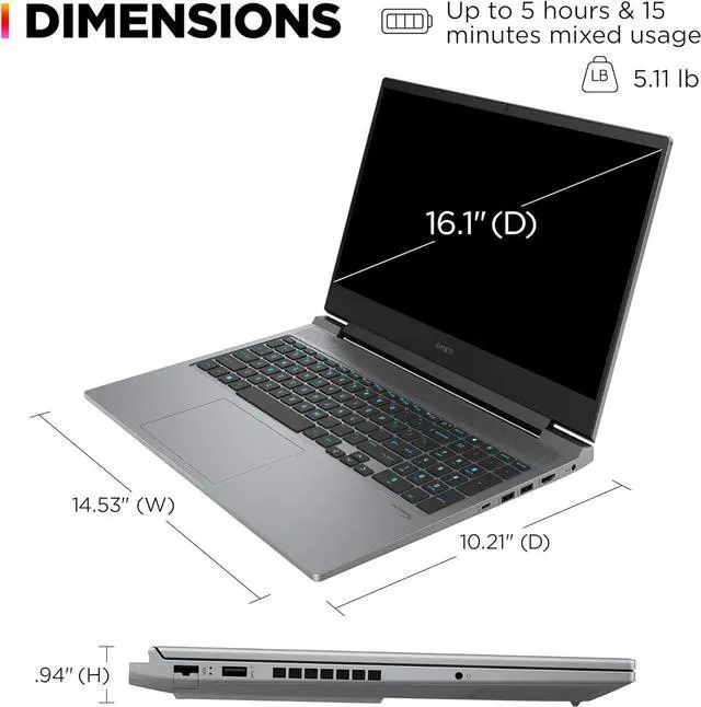 Alt view image 3 of 6 - HP OMEN 16 Gaming Laptop, 16" FHD Display, Intel Core i7-14700HX 20 Cores Processor, NVIDIA GeForce RTX 4060 8 GB GDDR6, 32GB DDR5  2TB PCIe SSD, RGB Backlit KB, Windows 11 Pro ,Office 2024 License