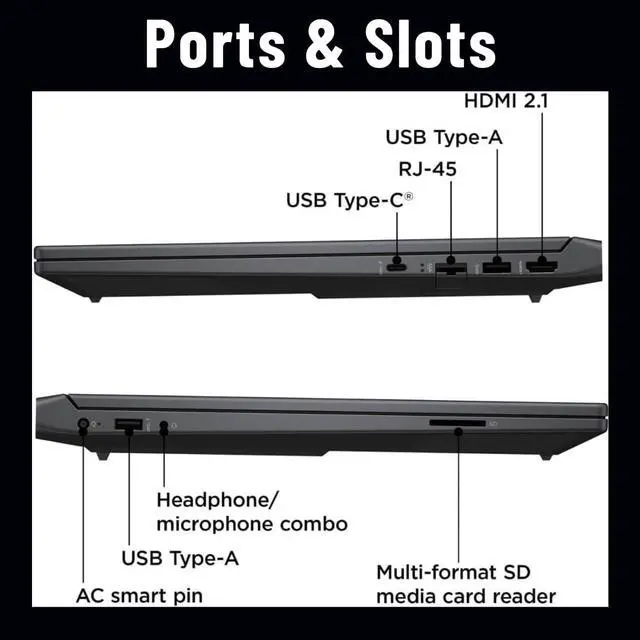 Alt view image 6 of 6 - HP Victus 15 Gaming Laptop, 15.6" FHD 144Hz, AMD Ryzen 5 8645HS 6 Cores Processor, NVIDIA GeForce RTX 4050 6GB GDDR6, 64GB DDR5  4TB PCIe SSD, Backlit KB, Windows 11 Pro ,Office 2024 License