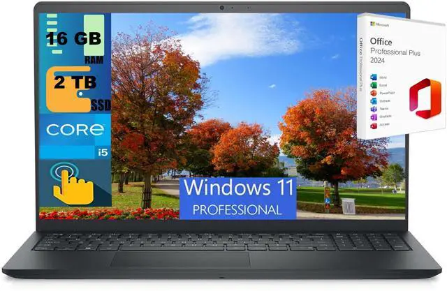 Main image of Dell Inspiron 15 Laptop, 15.6" Full HD Touchscreen, Intel Core i5-1155G7 4 Core Processor, Intel UHD Graphics, 16GB DDR4  2TB PCIe SSD, Wi-Fi 5 and Bluetooth, Windows 11 Pro ,Office 2024 License