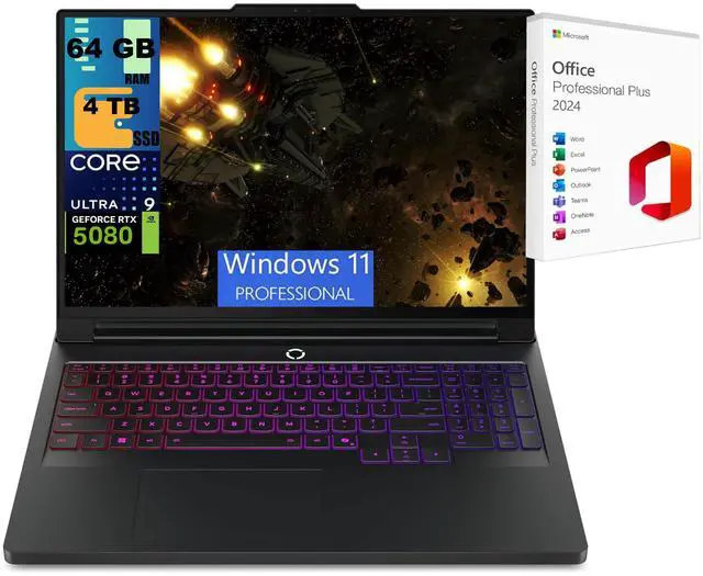 Main image of Lenovo Legion Pro 7i 16 Gaming Laptop, 16" WQXGA 240Hz, Intel Core Ultra 9 275HX 24 Cores Processor, GeForce RTX 5080 16GB GDDR7, 64GB DDR5  4TB PCIe SSD, Windows 11 Pro ,Office 2024 License