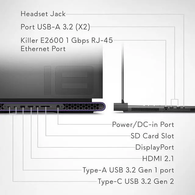 Alt view image 6 of 6 - Alienware M18 Gaming Laptop, 18" QHD+ 165Hz, Intel Core i7-14700HX 20 core Processor, NVIDIA GeForce RTX 4070 8GB GDDR6, 16GB DDR5  2TB PCIe SSD, wifi, Windows 11 ,Office 2024 License