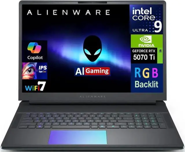 Alt view image 2 of 6 - Alienware 18 Gaming Laptop, 18" QHD+ 165Hz, Intel Core Ultra 9 275HX 24-Core Processor, GeForce RTX 5070 8 GB, 64GB DDR5  2TB PCIe SSD, Backlit KB, Windows 11 ,Office 2024 License