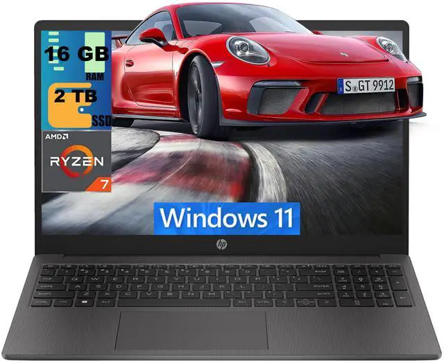 Main image of HP 255 G10 15 Laptop, 15.6" FHD Display, AMD Ryzen 7 7730U 8 Cores Processor, AMD Radeon Graphics, 16GB DDR4 2TB PCIe SSD, Webcam, Wi-Fi 6, Windows 11