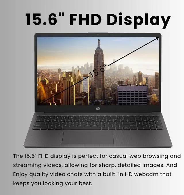 Alt view image 3 of 5 - HP 255 G10 15 Laptop, 15.6" FHD Display, AMD Ryzen 7 7730U 8 Cores Processor, AMD Radeon Graphics, 16GB DDR4 2TB PCIe SSD, Webcam, Wi-Fi 6, Windows 11