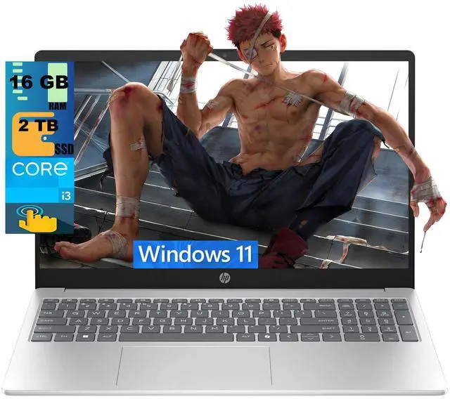 Main image of HP Business 15 Laptop, 15.6" HD Touchscreen, Intel 6-core i3-1315U Processor, Intel UHD Graphics, 16GB DDR4 2TB PCIe SSD, Wi-Fi 6, 720p HD camera, Windows 11