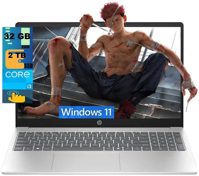 Main image of HP Business 15 Laptop, 15.6" HD Touchscreen, Intel 6-core i3-1315U Processor, Intel UHD Graphics, 32GB DDR4 2TB PCIe SSD, Wi-Fi 6, 720p HD camera, Windows 11