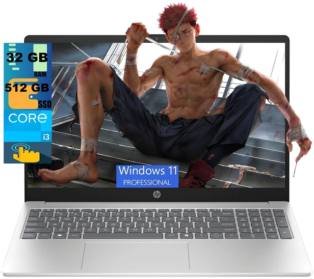 Main image of HP Business 15 Laptop, 15.6" HD Touchscreen, Intel 6-core i3-1315U Processor, Intel UHD Graphics, 32GB DDR4 512GB PCIe SSD, Wi-Fi 6, 720p HD camera, Windows 11 Pro