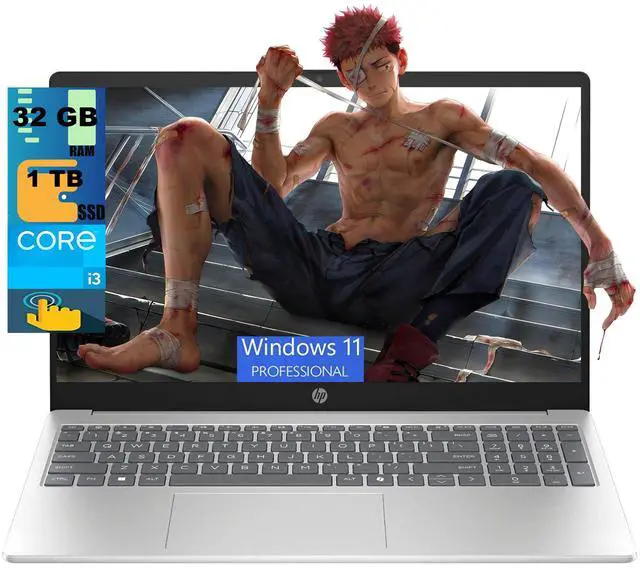 Main image of HP Business 15 Laptop, 15.6" HD Touchscreen, Intel 6-core i3-1315U Processor, Intel UHD Graphics, 32GB DDR4 1TB PCIe SSD, Wi-Fi 6, 720p HD camera, Windows 11 Pro