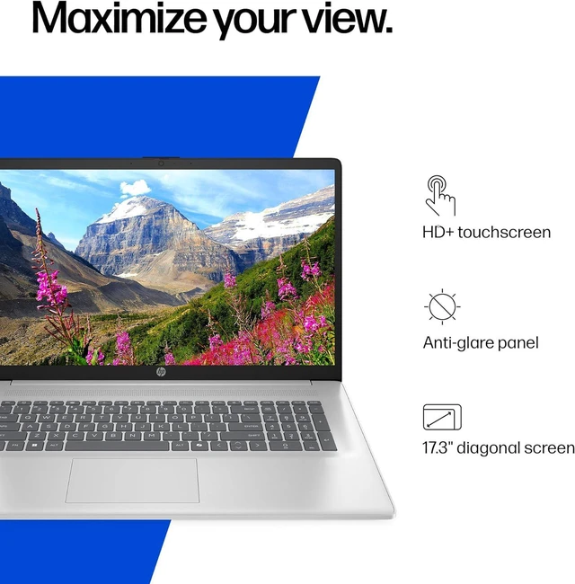 Alt view image 3 of 6 - HP 17 Laptop, 17.3" HD+1600 x 900Touchscreen, Intel Core 5 120U 10-core Processor, Intel Graphics, 32GB DDR4 2TB PCIe SSD, Wi-Fi 6 & Bluetooth, Windows 11 Pro