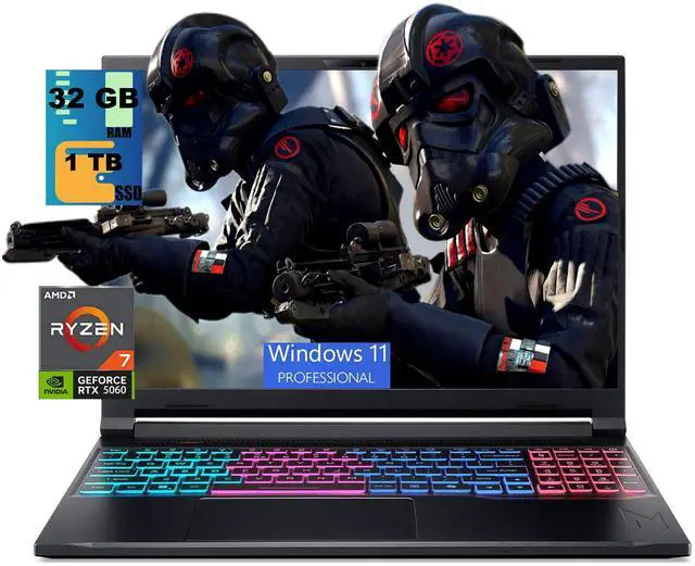 Main image of Acer Nitro V 16S Gaming Laptop, 16" WUXGA 180Hz Display, AMD Ryzen 7 260 8-core Processor, NVIDIA GeForce RTX 5060 8GB GDDR7, 32GB DDR5 1TB PCIe SSD, Wi-Fi 6, Windows 11 Pro
