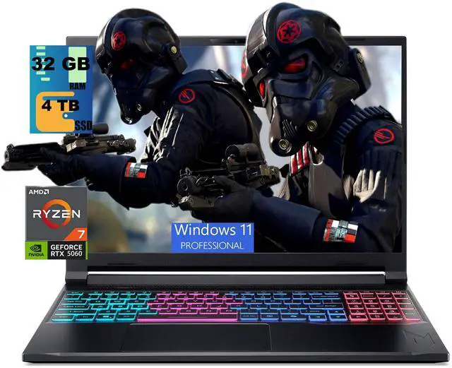 Main image of Acer Nitro V 16S Gaming Laptop, 16" WUXGA 180Hz Display, AMD Ryzen 7 260 8-core Processor, NVIDIA GeForce RTX 5060 8GB GDDR7, 32GB DDR5 4TB PCIe SSD, Wi-Fi 6, Windows 11 Pro