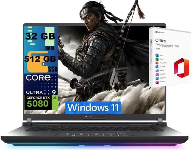 Main image of ASUS ROG Strix G16 Gaming Laptop, 16" 2.5K 240Hz, Intel Core Ultra 9 275HX 24 cores Processor, NVIDIA GeForce RTX 5080 16GB GDDR7, 32GB DDR5 512GB PCIe SSD, Wi-Fi 7, Windows 11, Office 2021 License