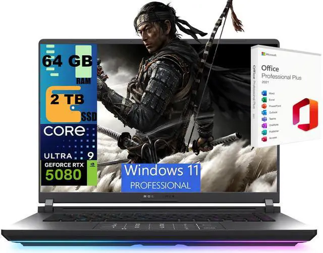 Main image of ASUS ROG Strix G16 Gaming Laptop, 16" 2.5K 240Hz, Intel Core Ultra 9 275HX 24 cores Processor, NVIDIA GeForce RTX 5080 16GB GDDR7, 64GB DDR5 2TB PCIe SSD, Wi-Fi 7, Windows 11 Pro, Office 2021 License