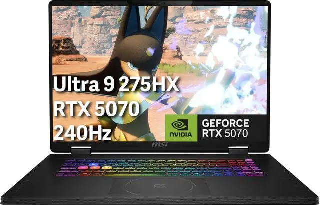 Alt view image 2 of 6 - MSI Crosshair 18 Gaming Laptop, 18" QHD+ 240Hz, Intel Core Ultra 9 275HX 24-core Processor, NVIDIA RTX 5070 8GB GDDR7, 16GB DDR5 1TB PCIe SSD, Wi-Fi 6E + Bluetooth, Windows 11