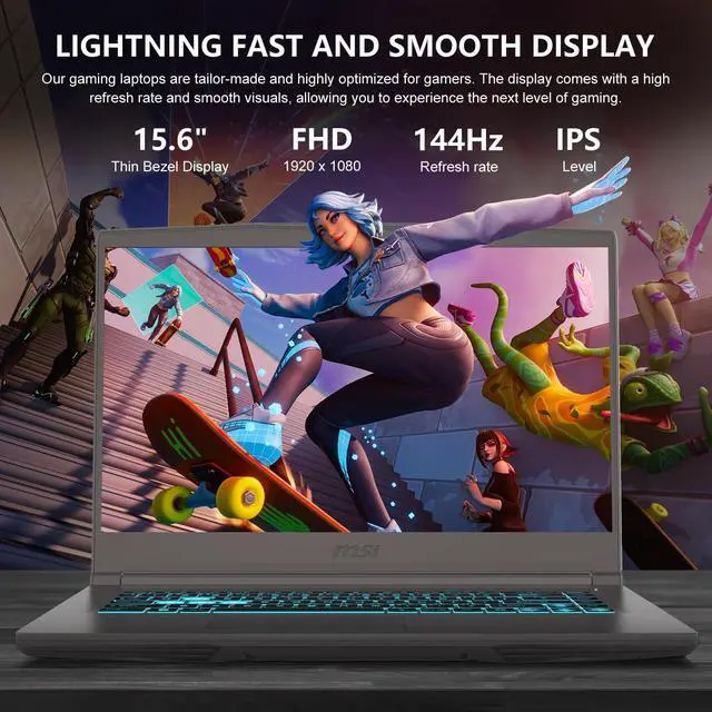 Alt view image 3 of 4 - MSI Thin 15 Gaming Laptop, 15.6" FHD 144Hz Display, Intel Core i7 13620H 10 Cores Processor, NVIDIA GeForce RTX 4050 6 GB, 32GB DDR5 2TB PCIe SSD, Wi-Fi 6E, Windows 11, Office 2021 License