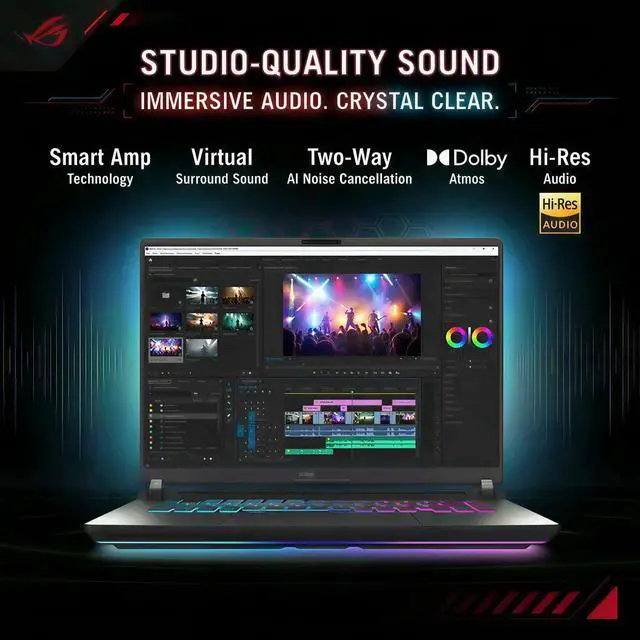 Alt view image 5 of 6 - ASUS ROG Strix G16 Gaming Laptop, 16" FHD 165Hz Display, AMD Ryzen 9 8940HX 16-core Processor, NVIDIA GeForce RTX 5070 Ti 12GB GDDR7, 32GB DDR5 1TB PCIe SSD, Wi-Fi 6E, Windows 11 Pro