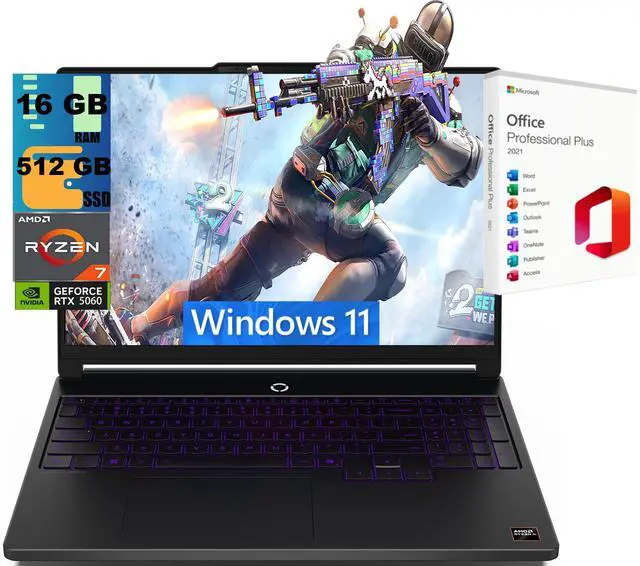 Main image of Lenovo Legion 5a 15 Gaming Laptop, 15.3" WQXGA 165HZ, AMD Ryzen 7 250 8 cores Processor, NVIDIA GeForce RTX 5060 8GB GDDR7, 16GB DDR5 512GB PCIe SSD, Wi-Fi7, Windows 11, Office 2021 License