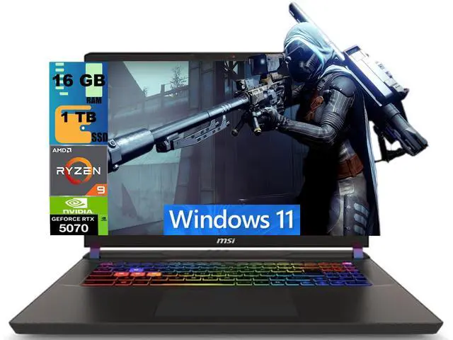 Main image of MSI Crosshair A16 Gaming Laptop, 16" 2.5K QHD+ 240Hz, AMD Ryzen 9 8940HX 16-Core Processor, NVIDIA Geforce RTX 5070 8 GB GDDR7, 16GB DDR5 1TB PCIe SSD, Wi-Fi 6E, Windows 11