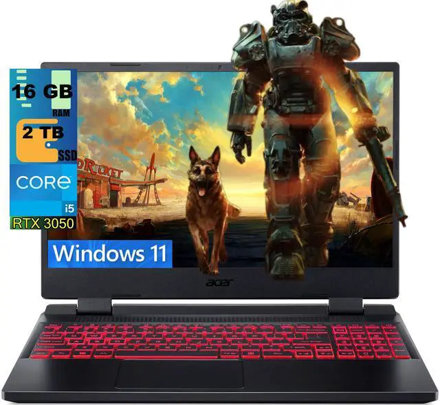 Main image of Acer Nitro 5 15 Gaming Laptop, 15.6" FHD 144Hz Display, Intel Core i5-12500H 12-Core Processor, NVIDIA GeForce RTX 3050 Ti 4GB GDDR6, 16GB DDR5 2TB PCIe SSD, Killer Wi-Fi 6, Windows 11