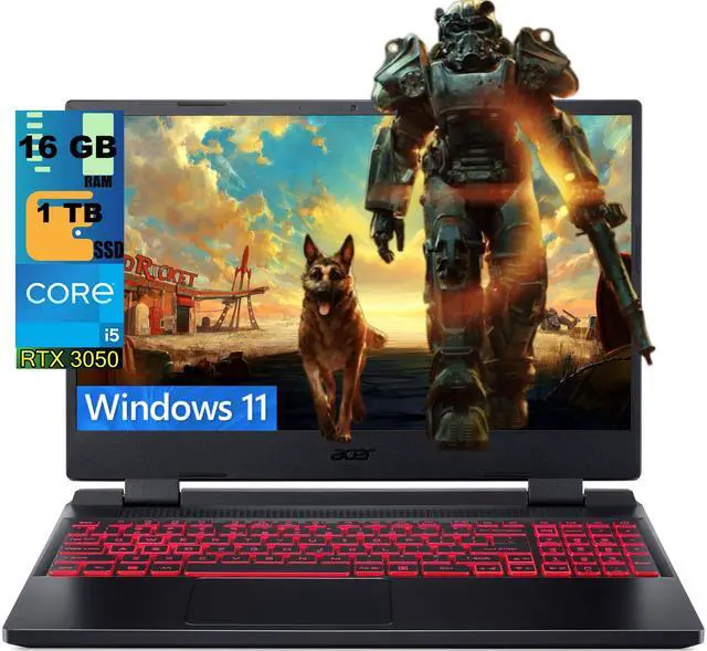 Main image of Acer Nitro 5 15 Gaming Laptop, 15.6" FHD 144Hz Display, Intel Core i5-12500H 12-Core Processor, NVIDIA GeForce RTX 3050 Ti 4GB GDDR6, 16GB DDR5 1TB PCIe SSD, Killer Wi-Fi 6, Windows 11