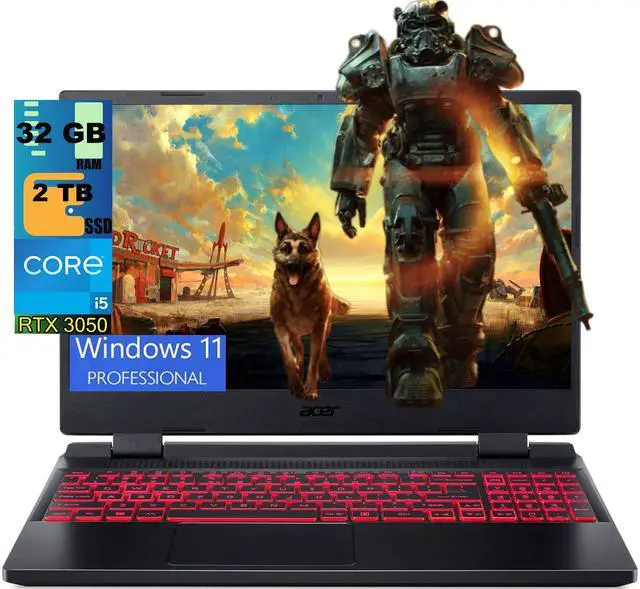 Main image of Acer Nitro 5 15 Gaming Laptop, 15.6" FHD 144Hz Display, Intel Core i5-12500H 12-Core Processor, NVIDIA GeForce RTX 3050 Ti 4GB GDDR6, 32GB DDR5 2TB PCIe SSD, Killer Wi-Fi 6, Windows 11 Pro