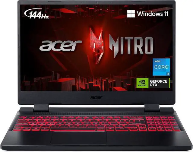 Alt view image 2 of 6 - Acer Nitro 5 15 Gaming Laptop, 15.6" FHD 144Hz Display, Intel Core i5-12500H 12-Core Processor, NVIDIA GeForce RTX 3050 Ti 4GB GDDR6, 32GB DDR5 1TB PCIe SSD, Killer Wi-Fi 6, Windows 11 Pro