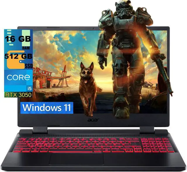 Main image of Acer Nitro 5 15 Gaming Laptop, 15.6" FHD 144Hz Display, Intel Core i5-12500H 12-Core Processor, NVIDIA GeForce RTX 3050 Ti 4GB GDDR6, 16GB DDR5 512GB PCIe SSD, Killer Wi-Fi 6, Windows 11