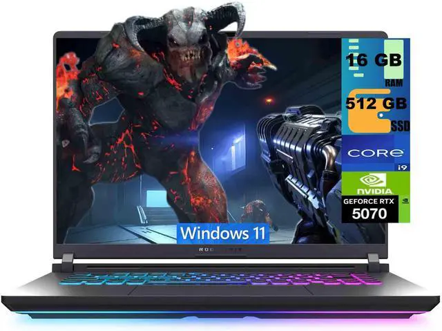 Main image of ASUS ROG Strix G16 Gaming Laptop, 16" FHD+ Display, Intel Core i9-14900HX 24 cores Processor, NVIDIA GeForce RTX 5070 8GB GDDR7, 16GB DDR5 512GB PCIe SSD, Wi-Fi 7, Windows 11