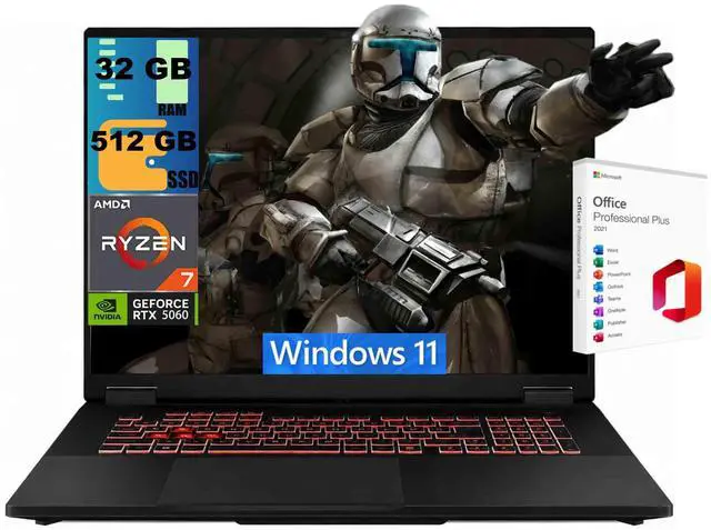 Main image of ASUS TUF A18 Gaming Laptop, 18" WUXGA 144Hz, AMD 8-core Ryzen 7 260 Processor, NVIDIA GeForce RTX 5060 8GB GDDR7, 32GB DDR5 512GB PCIe SSD, Wi-Fi 6E, Windows 11, Office 2021 License