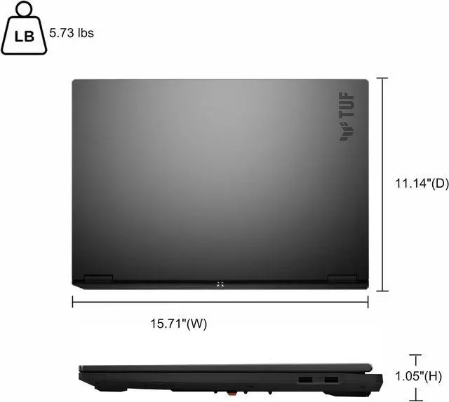 Alt view image 6 of 6 - ASUS TUF A18 Gaming Laptop, 18" WUXGA 144Hz, AMD 8-core Ryzen 7 260 Processor, NVIDIA GeForce RTX 5060 8GB GDDR7, 16GB DDR5 512GB PCIe SSD, Wi-Fi 6E, Windows 11, Office 2021 License