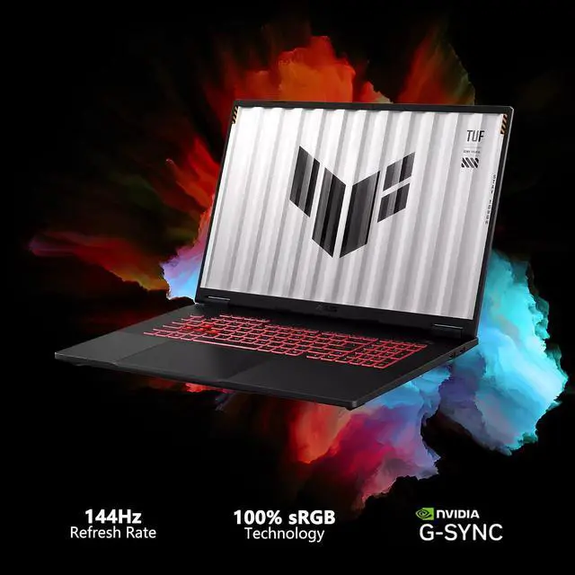 Alt view image 3 of 6 - ASUS TUF A18 Gaming Laptop, 18" WUXGA 144Hz, AMD 8-core Ryzen 7 260 Processor, NVIDIA GeForce RTX 5060 8GB GDDR7, 16GB DDR5 512GB PCIe SSD, Wi-Fi 6E, Windows 11, Office 2021 License