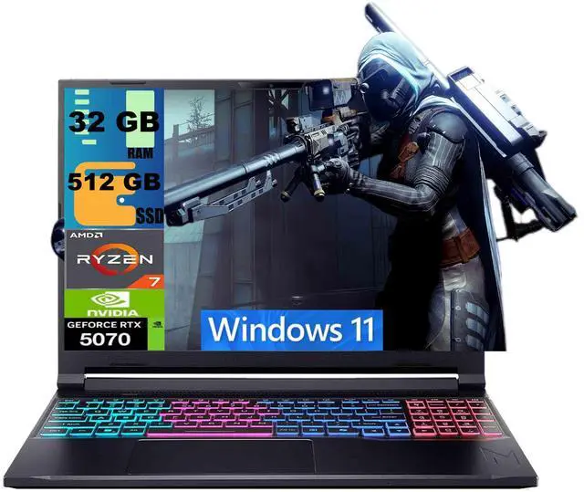 Main image of Acer Nitro V 16 Gaming Laptop, 16" WQXGA (2560 x 1600) 180Hz Display, AMD 8-core Ryzen 7 260 Processor, NVIDIA GeForce RTX 5070 8GB GDDR7, 32GB DDR5 512GB PCIe SSD, Wi-Fi 6, Windows 11