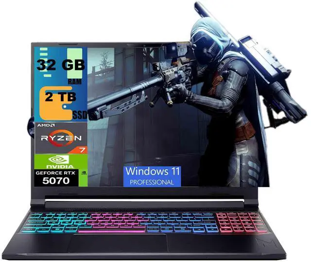 Main image of Acer Nitro V 16 Gaming Laptop, 16" WQXGA (2560 x 1600) 180Hz Display, AMD 8-core Ryzen 7 260 Processor, NVIDIA GeForce RTX 5070 8GB GDDR7, 32GB DDR5 2TB PCIe SSD, Wi-Fi 6, Windows 11 Pro