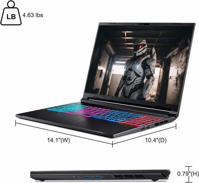 Alt view image 6 of 6 - Acer Nitro V 16 Gaming Laptop, 16" WQXGA (2560 x 1600) 180Hz Display, AMD 8-core Ryzen 7 260 Processor, NVIDIA GeForce RTX 5070 8GB GDDR7, 16GB DDR5 512GB PCIe SSD, Wi-Fi 6, Windows 11