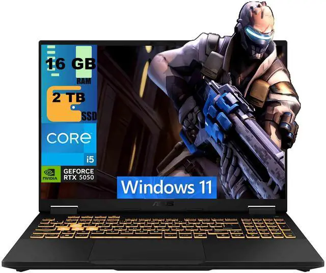 Main image of ASUS TUF F16 Gaming Laptop, 16" WUXGA 165Hz, Intel 10-core i5-13450HX Processor, NVIDIA GeForce RTX 5050 8GB GDDR7, 16GB DDR5 2TB PCIe SSD, RGB Backlit, Windows 11