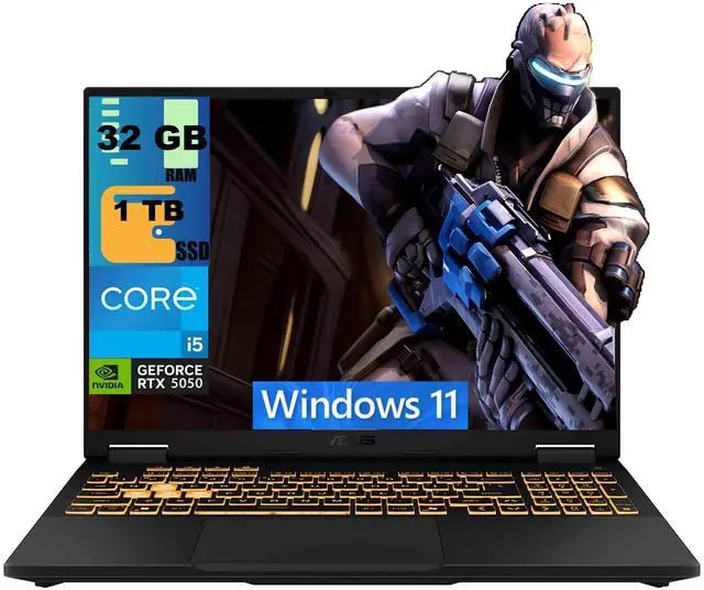 Main image of ASUS TUF F16 Gaming Laptop, 16" WUXGA 165Hz, Intel 10-core i5-13450HX Processor, NVIDIA GeForce RTX 5050 8GB GDDR7, 32GB DDR5 1TB PCIe SSD, RGB Backlit, Windows 11