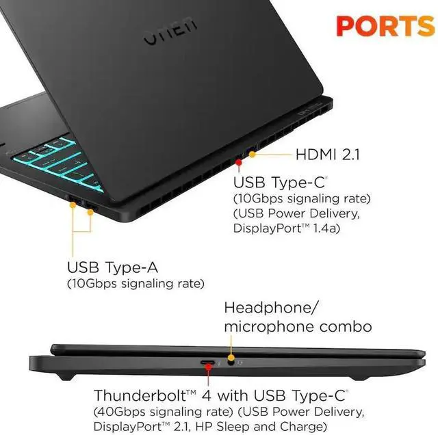 Alt view image 5 of 6 - HP Omen Transcend 14 Gaming AI Laptop, 14" 3K (2880x1800) OLED 120Hz Display, Intel 16-core Ultra 9 285H Processor, NVIDIA GeForce RTX 5070 8GB Graphic, 16GB DDR5 512GB PCIe SSD, Windows 11