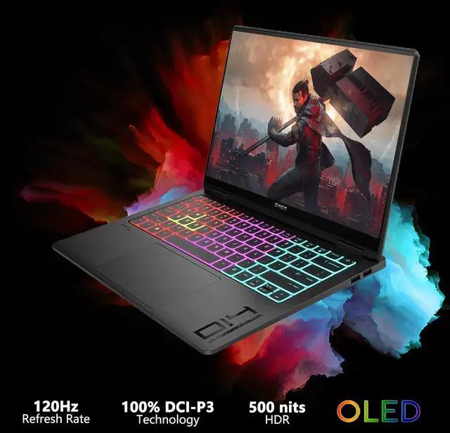 Alt view image 3 of 6 - HP Omen Transcend 14 Gaming AI Laptop, 14" 3K (2880x1800) OLED 120Hz Display, Intel 16-core Ultra 9 285H Processor, NVIDIA GeForce RTX 5070 8GB Graphic, 16GB DDR5 512GB PCIe SSD, Windows 11