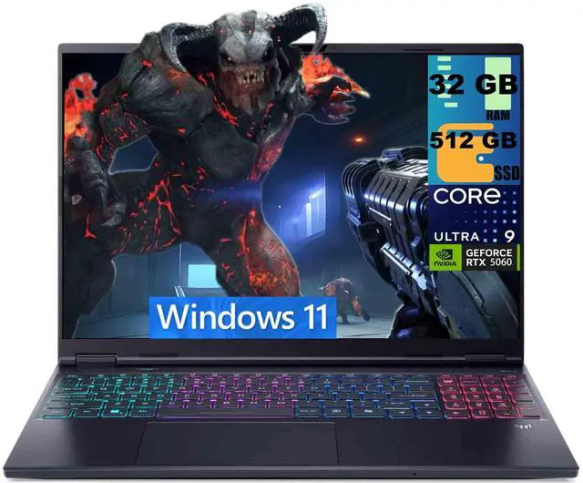 Main image of Acer Predator Helios Neo 16S AI Gaming Laptop, 16" WQXGA 240Hz, Intel Core Ultra 9 275HX 24-Core Processor, NVIDIA GeForce RTX 5060 8 GB GDDR7, 32GB DDR5 512GB PCIe SSD, Wi-Fi 6E, Windows 11