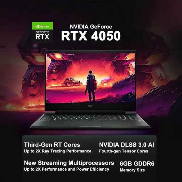 Alt view image 4 of 6 - HP Victus 15 Gaming Laptop, 15.6" FHD (1920 x 1080) 144Hz, Intel 8-core i5-13420H Processor, NVIDIA GeForce RTX 4050 6GB graphics, 32GB DDR4 512GB PCIe SSD, Windows 11, Office 2021 License