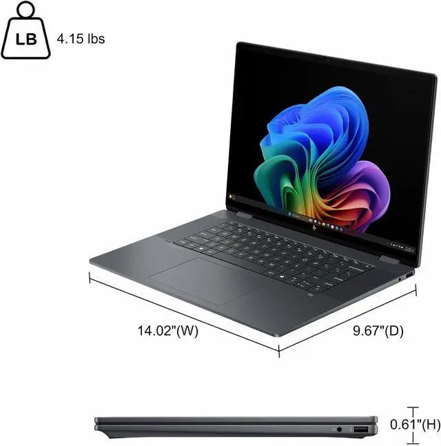 Alt view image 6 of 6 - HP OmniBook X Flip 16 2-in-1 Laptop, 16" WUXGA (1920x1200) Touchscreen, Intel 8-core Ultra 7 256V Processor, Intel Arc 140V, 16GB DDR5 256GB PCIe SSD, Wi-Fi 6E, Windows 11 Home