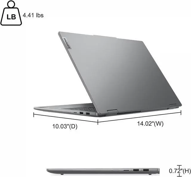 Alt view image 6 of 6 - Lenovo IdeaPad Flex 5 2-in-1 Laptop, 16" WUXGA Touchscreen, Intel Core 5 120U 10-core Processor, Intel Graphics, 16GB DDR4 256GB PCIe SSD, Fingerprint, Windows 11 Pro, Office 2021 License