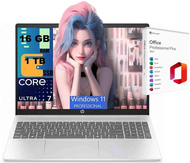 Main image of HP OmniBook 5 16 Laptop, 16.0" OLED WUXGA Display, Intel Ultra 7-255U 12-Cores Processor, Intel Graphics, 16GB DDR5 1TB PCIe SSD, Backlit KB, WiFi 6, Webcam, Windows 11 Pro, Office 2021 License