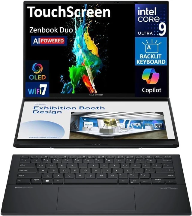 Alt view image 2 of 6 - ASUS Zenbook Duo AI Powered 2-in-1 Laptop, 14.0" OLED WUXGA Touchscreen, Intel Ultra 9-285H 16-Cores Processor, Intel Arc 140V Graphics, 32 DDR5 256 PCIe SSD, Backlit KB, WiFi 7, Windows 11 Pro