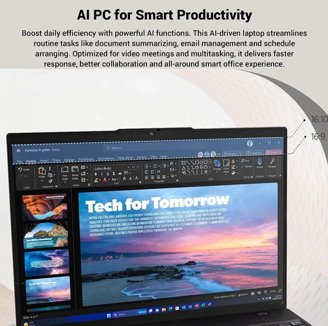 Alt view image 2 of 5 - Lenovo ThinkPad L16 Laptop, 16" FHD+ Touchscreen, AMD Ryzen 7 Pro 250 8 Cores Processor, AMD Radeon Graphics, 16GB DDR5 512GB PCIe SSD, Backlit KB, FR, Wi-Fi 7, Windows 11 Pro, Office 2021 License